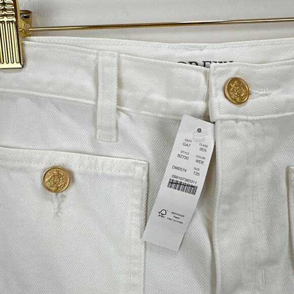 J.Crew Tall Sailor Mid Rise Relaxed Demi Boot Jean White Gold Buttons US 25T NWT - Picture 8 of 13